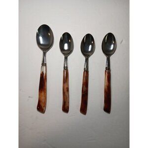 Bakelite & Stainless Steel Flatware Butterscotch 4 pieces Vintage